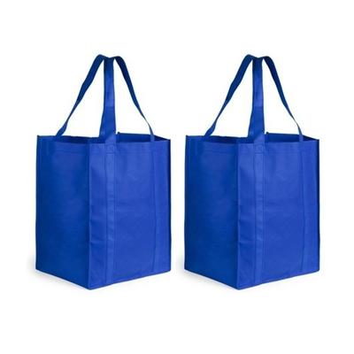 Boodschappen tas/shopper BIGGY - 3x stuks - blauw - 38 x 33 x 25 cm - Stevige boodschappentassen/sho