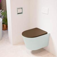 Wandcloset Mondiaz Lavie | Zonder spoelrand | Incl.Toiletzitting-Rust | Keramiek | Greey (licht grijs)