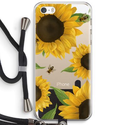 Sunflower and bees: iPhone 5 / 5S / SE Transparant Hoesje met koord