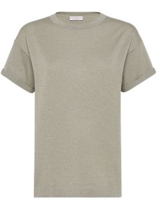 Brunello Cucinelli t-shirt en maille métallisée - Vert