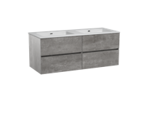 Storke Edge zwevend badmeubel 130 x 52 cm beton donkergrijs met Diva dubbele wastafel in glanzend composiet marmer