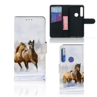 Motorola One Action Telefoonhoesje met Pasjes Paarden
