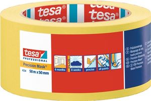 Tesa Precisie afplaktape | glad | geel | lengte 50 m | breedte 50 mm | wiel | 3 stuks - 04334-00004-00 - 04334-00004-00