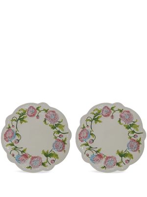 Les-Ottomans lot de deux assiettes de présentation Ortensie - Blanc
