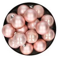 32x stuks kunststof kerstballen zacht roze 4 cm