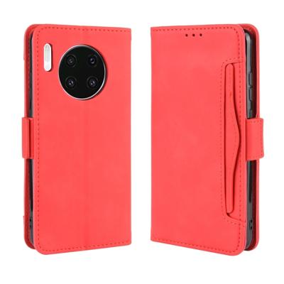 Portemonnee stijl huid voelen kalf patroon lederen draagtas voor Huawei mate 30 met aparte kaartsleuf (rood)