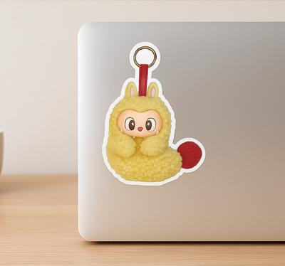 Gele monsterpop laptop sticker