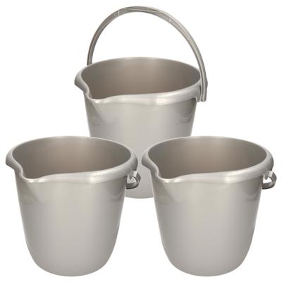 Schoonmaak/huishoud emmer - Set van 5x stuks - zilvergrijs - 10 liter - Dia 28 cm en Hoogte 26 cm -