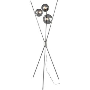LED Vloerlamp - Trion Lancia - E14 Fitting - 3-lichts - Rond - Mat Chroom - Aluminium