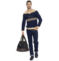 COLLECTIF Tommy 1949 Stripe Pullover Navy / Cream-M | 49% korting