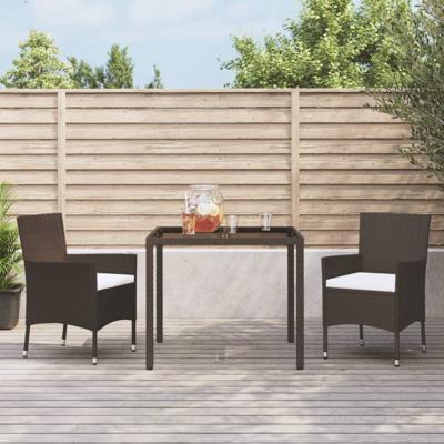 Tuinstoelen met kussens 2 st bruin poly rattan (alleen VK/IE/FI/NO)