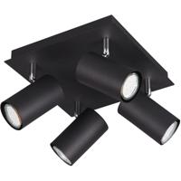 LED Plafondspot Vierkant Mat Zwart - 4-lichts GU10 Fitting - Aluminium