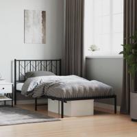 Bedframe met hoofdbord metaal zwart 100x190 cm