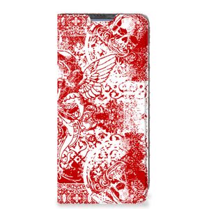 Mobiel BookCase Poco X4 Pro 5G Angel Skull Rood