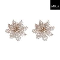 Mica Decorations Clip Poinsettia 3x13.5 cm 2 Stuks Champagne