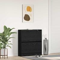 Schoenenkast Zwart eiken 80 x 21 x 87.5 cm Bewerkt hout