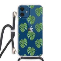 Monstera leaves: iPhone 12 Transparant Hoesje met koord