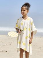 Gepersonaliseerde bad-/strandponcho voor kinderen, met gerecycled katoen wit, bedrukt