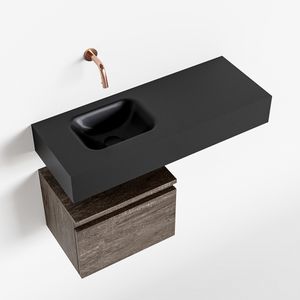 MONDIAZ ANDOR 40cm toiletmeubel dark brown. LEX 80cm wastafel urban links geen kraangat