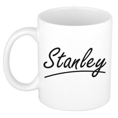 Stanley Naam koffiemok - beker - met sierlijke letters - wit - 300 ml - Cadeau - Heren Stanley Naam koffiemok - beker - met sierlijke letters - wit - 300 ml - Cadeau - Heren