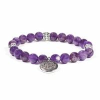 Mala Armband Amethist Elastisch met Lotus - thumbnail