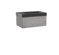 Storke Edge zwevend badmeubel 85 x 52 cm beton donkergrijs met Scuro High enkele wastafel in mat kwarts