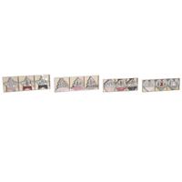Ophangdecoratie DKD Home Decor Rood Roze Hout 23 x 1,5 x 9 cm (6 Onderdelen) (4 Stuks)