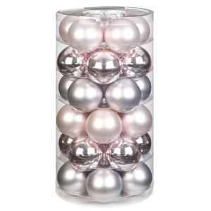 Kerstballen - 30x st - oudroze - D6 cm - glas - mat/glans - kerstversiering