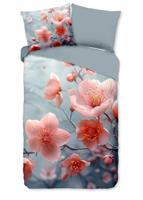 Good Morning Dekbedovertrek "bloemen" - Grijs - (140x200/220 cm) - Katoen