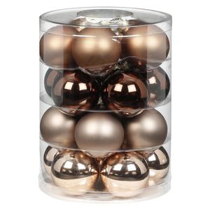 40x stuks glazen kerstballen elegant bruin mix 6 cm glans en mat