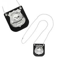 Zilveren politie badge aan ketting volwassenen   -