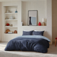 Dekbedovertrek Lined Grid - Tweepersoons (200x200 Cm) - Blauw Microvezel - - Byrklund - Dekbed-Discounter.nl