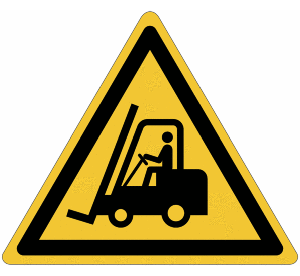 Heftruck transportvoertuigen waarschuwingspictogramtransportvoertuigen waarschuwings- 100 mm breed - Kunststof bord