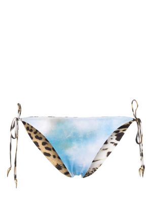 Roberto Cavalli bas de bikini réversible à fleurs - Bleu