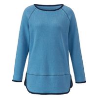 Fleece pullover met contrasterende randen van bio-katoen, jeansblauw/nachtblauw Maat: 40/42