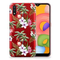 Samsung Galaxy A01 TPU Hoesje Flamingo Palms