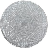 Zeller Placemats - 8x - rond - zilverkleurig - met gaatjes - 41 cm