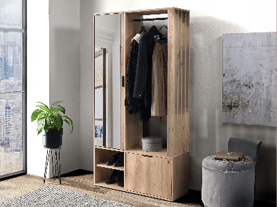 Vestiaire VICTORIEN artisan eik met spiegel