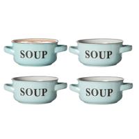 Soepkommen Classic - pastel blauw - 8x stuks - 14 x 7 cm - keramiek - soepkommetjes - 470 ml