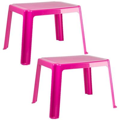 Plasticforte Kindertafel - 2x stuks - kunststof - roze - 55 x 66 x 43 cm - camping - tuin - tafeltje Plasticforte Kindertafel - 2x stuks - kunststof - roze - 55 x 66 x 43 cm - camping - tuin - tafeltje