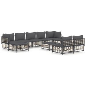 The Living Store Loungeset - Poly Rattan - Antraciet - 72x72x66 cm - Weerbestendig