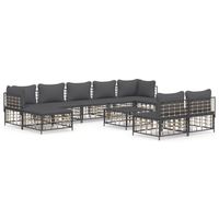 The Living Store Loungeset - Poly Rattan - Antraciet - 72x72x66 cm - Weerbestendig - thumbnail
