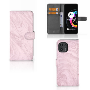 Motorola Edge 20 Lite Bookcase Marble Pink - Origineel Cadeau Vriendin