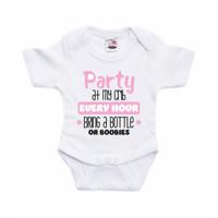Baby rompertje - party at my crib - roze - kraam cadeau - babyshower - cadeau romper