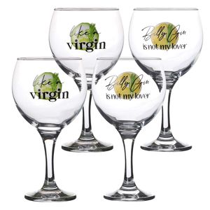 Urban Living gin/tonic glazen - gedecoreerd glas met tekst - 4x stuks - 645 ml