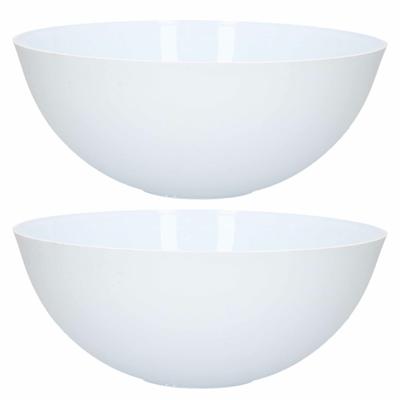 Plasticforte Serveerschaal / saladeschaal - 2x - D25 cm - kunststof - mat wit - 2,5 liter