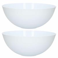 Plasticforte Serveerschaal / saladeschaal - 2x - D25 cm - kunststof - mat wit - 2,5 liter