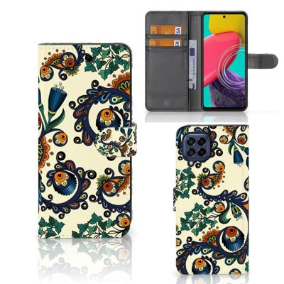Wallet Case Samsung Galaxy M53 Barok Flower Wallet Case Samsung Galaxy M53 Barok Flower