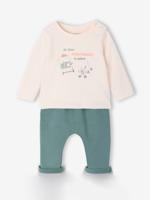 Babyset T-shirt + molton broek groenblauw