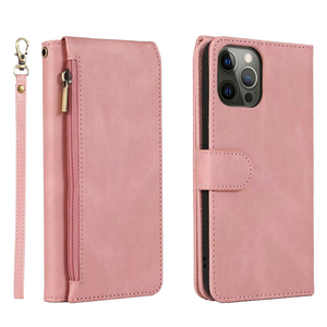 iPhone 15 hoesje - Bookcase - Pasjeshouder - Portemonnee - Rits - Kunstleer - Rose Goud